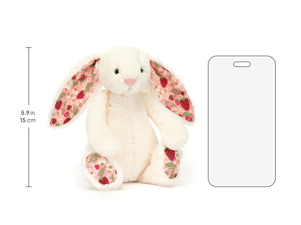 Jellycat Blossom Cream Bunny Berry, Small, size chart