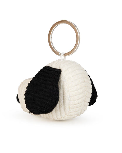 Keychain Plush PEANUTS SNOOPY HEAD Corduroy Cream 2"