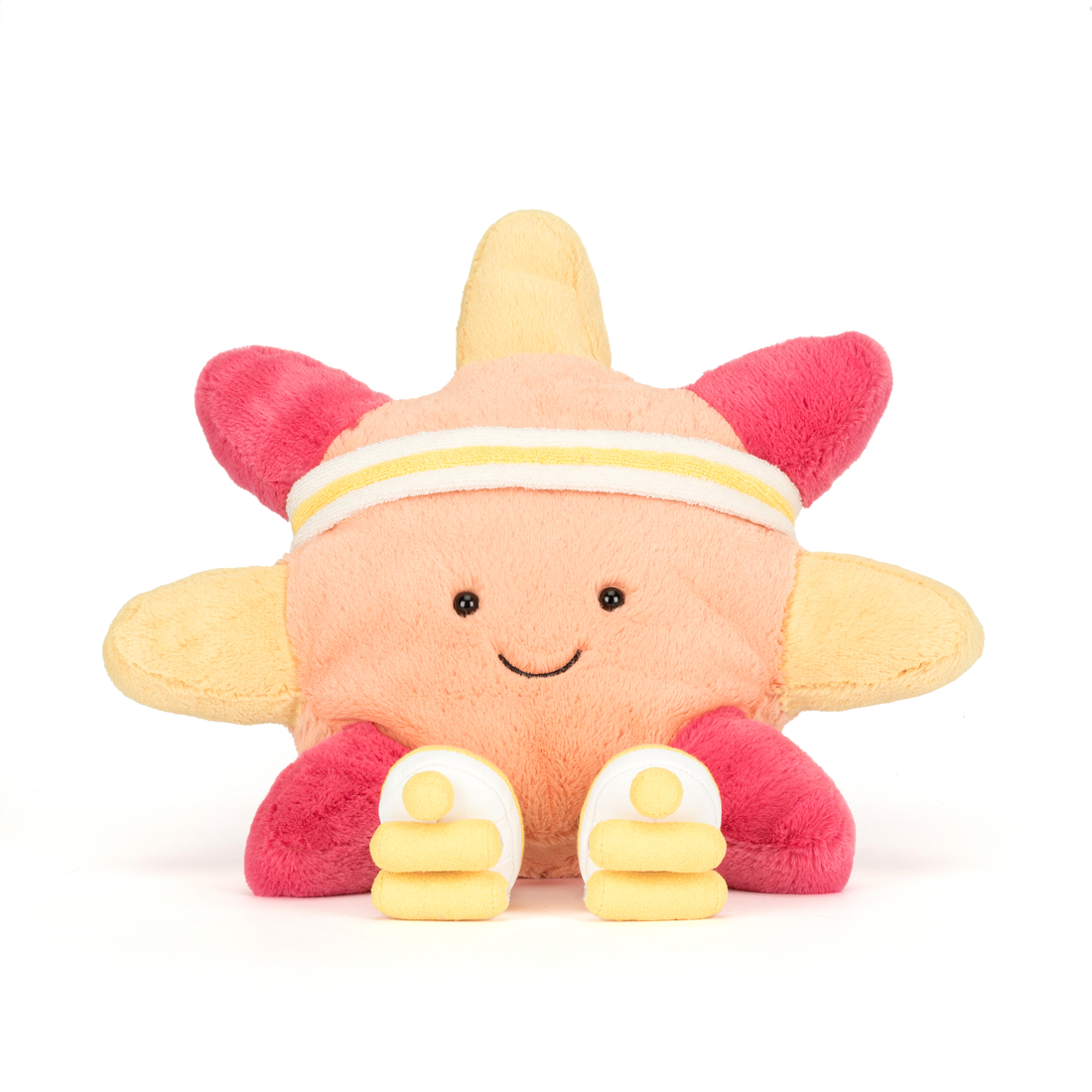 plush sun with roller skates and headband