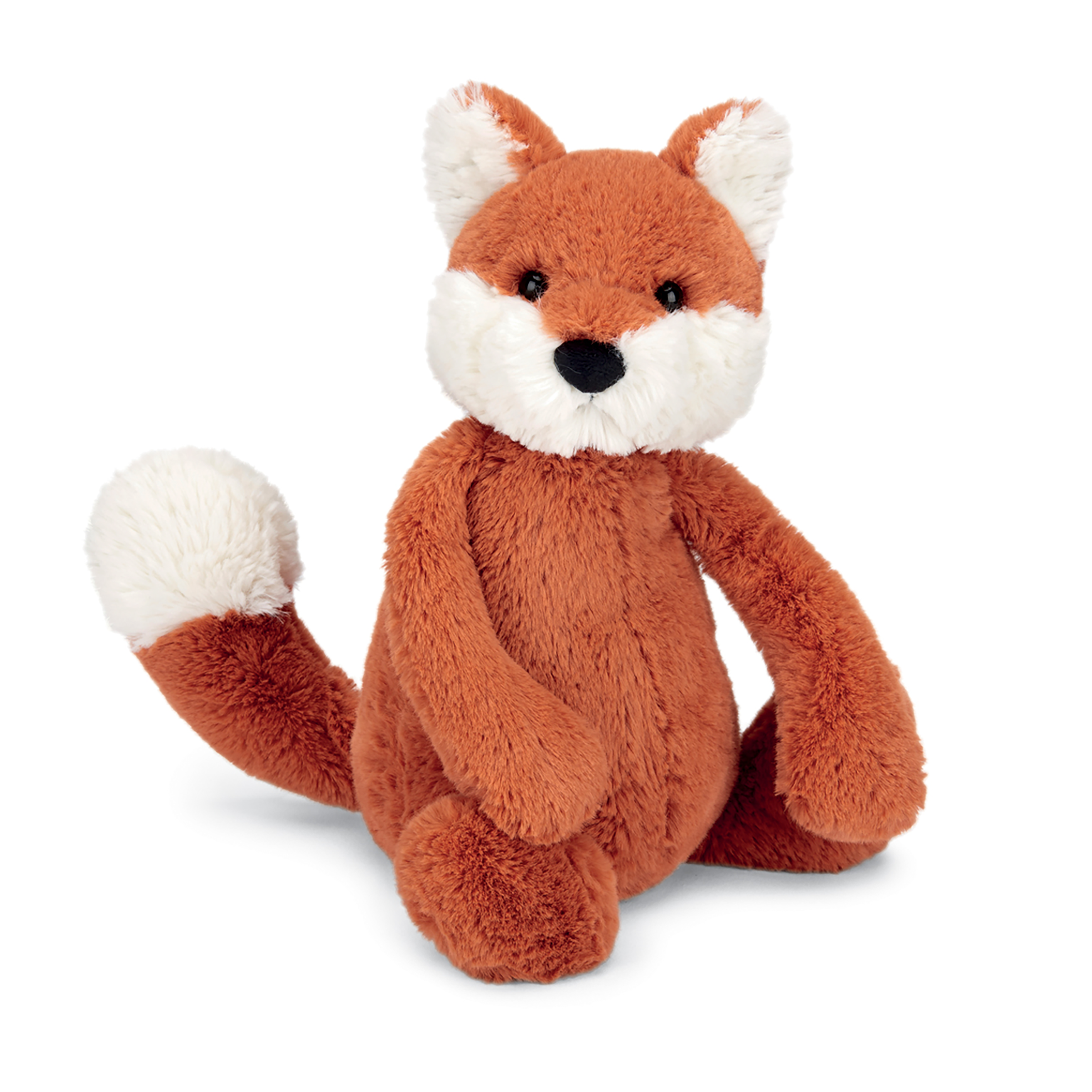 Plush fox toy on a white background