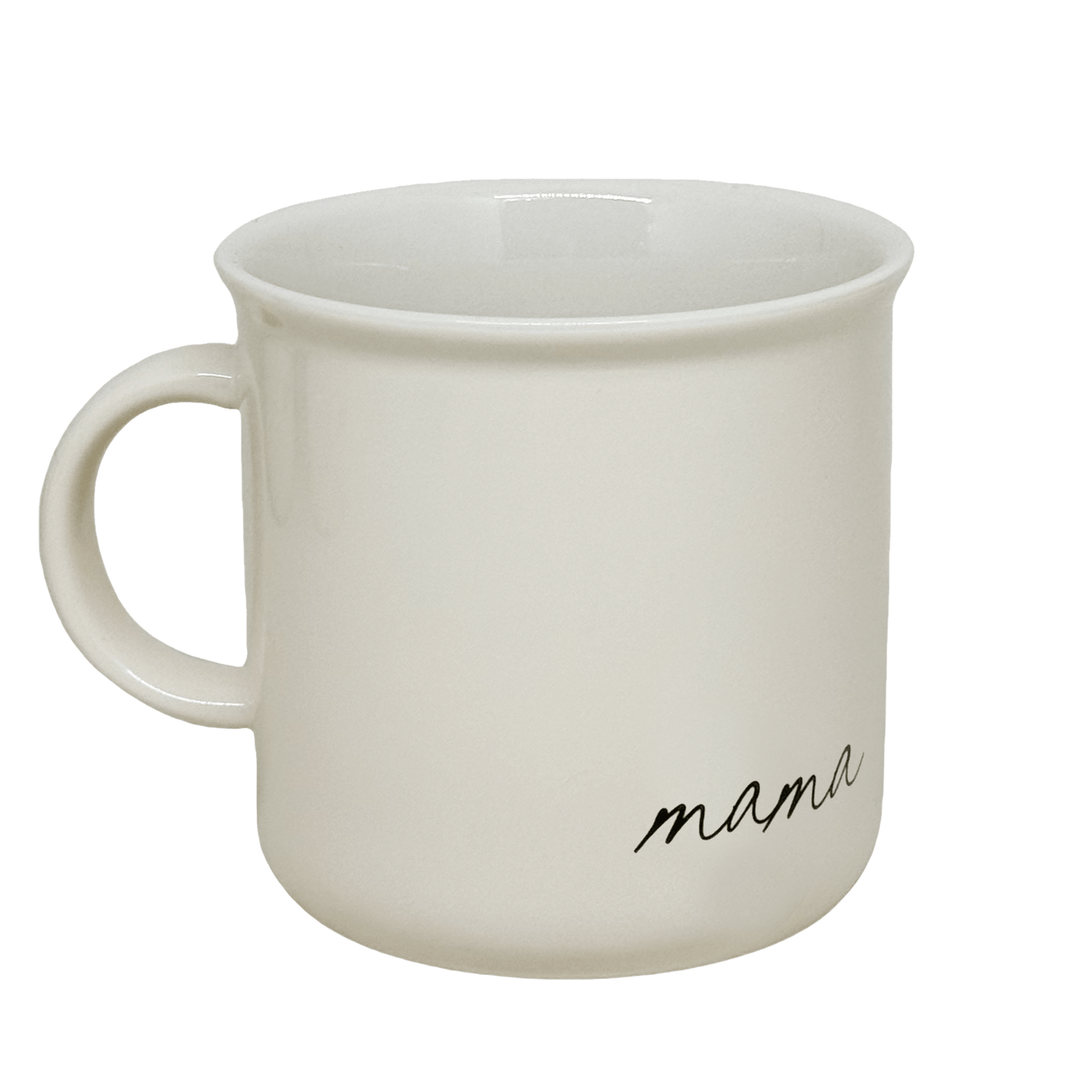 White mug with &