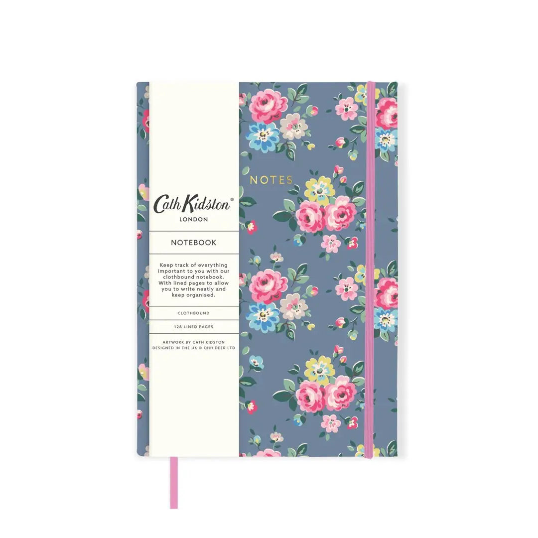 Slate Grey Floral Clothbound Notebook