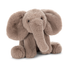Plush elephant toy on a white background