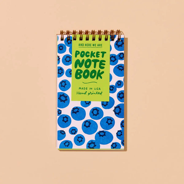 Blueberries Letterpress Spiral Pocket Size Notebook