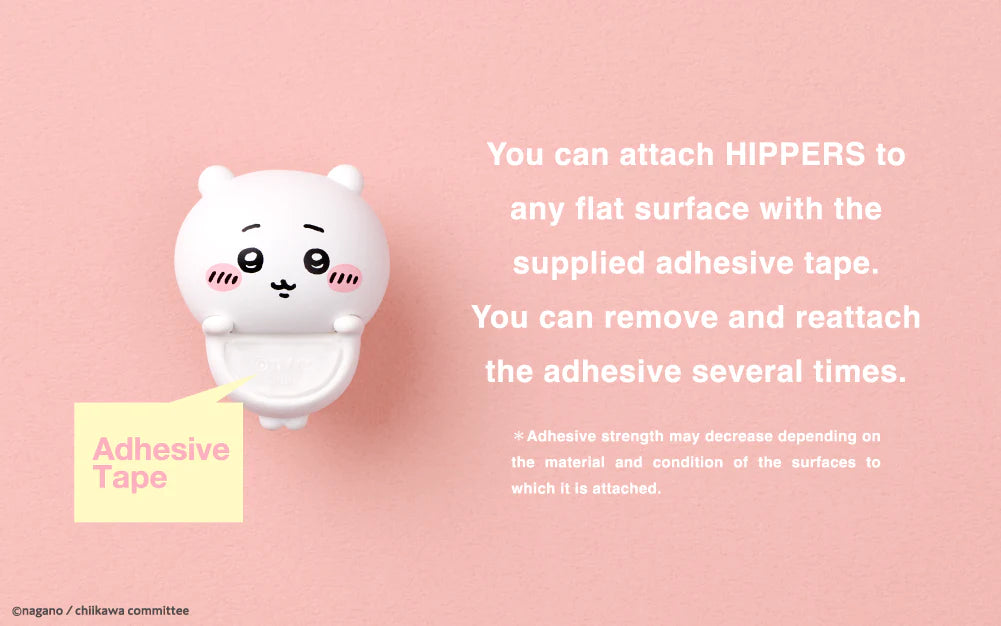 Cartoon character with adhesive tape on a pink background with text about using HIPPERS.