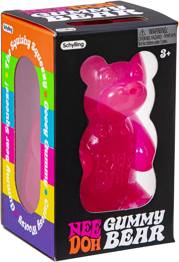 Pink gummy bear toy in a Schylling packaging box