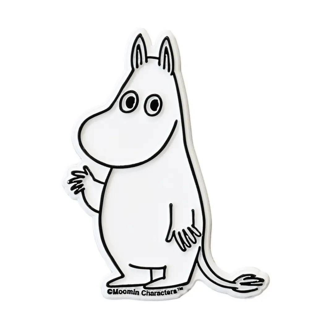 Cartoon character with a white body and black outline on a white background